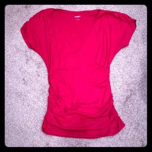 Express Faux Wrap / V-Neck Top with Side Ruching